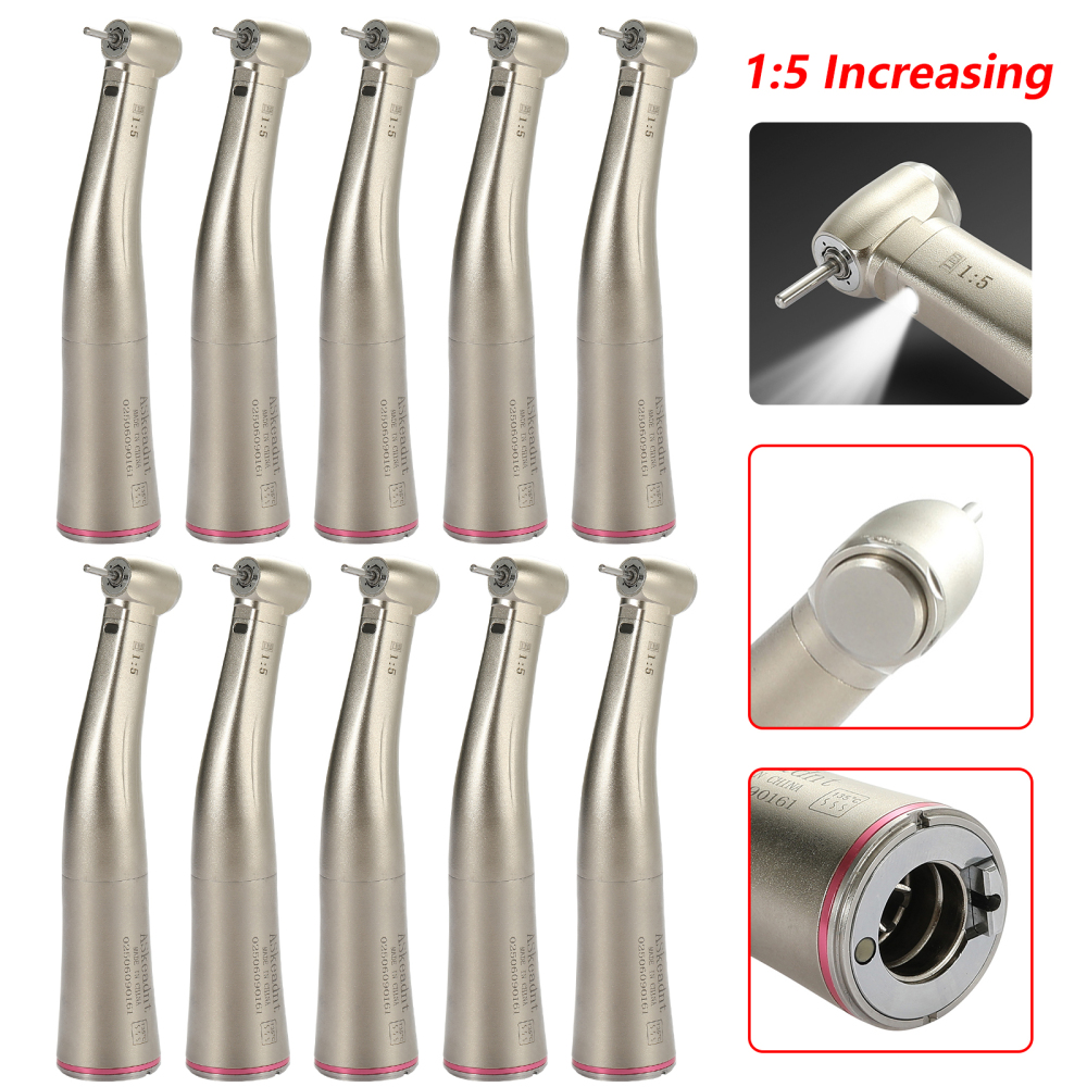 Dental 1:5 Increasing contra angle Handpiece Red Ring  standard head/ Mini head Non-LED /LED Fiber Optic