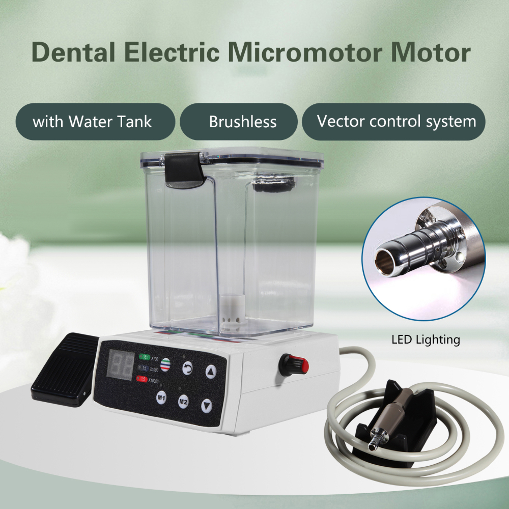 Dental Brushless LED Electric Micro Motor w/Water Tank for Lab Practice  + 1:5 standard/Mini head