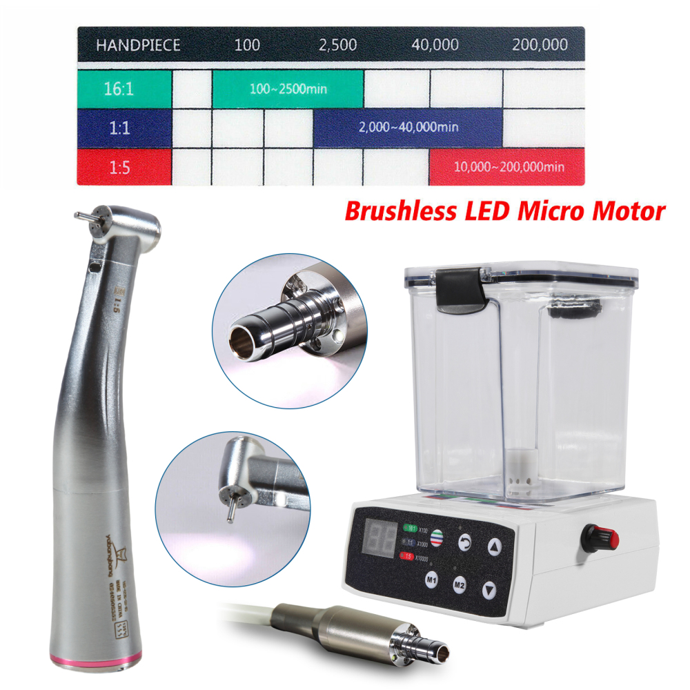 Dental Brushless LED Electric Micro Motor w/Water Tank for Lab Practice  + 1:5 standard/Mini head
