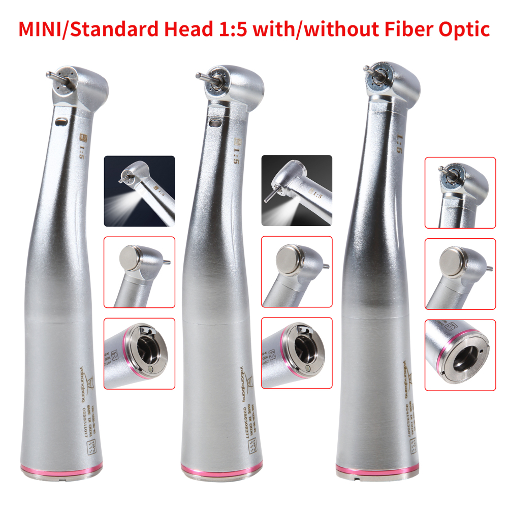 Dental 1:5 Increasing contra angle Handpiece Red Ring  standard head/ Mini head Non-LED /LED Fiber Optic