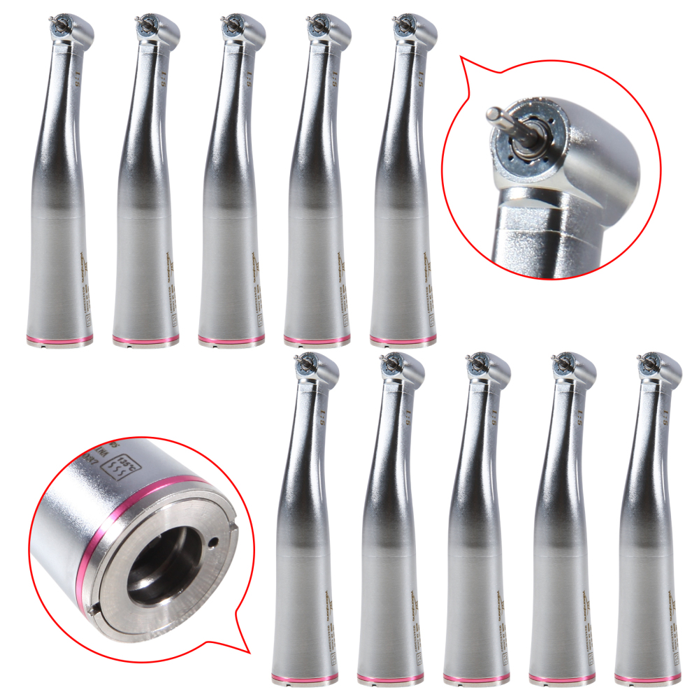 Dental 1:5 Increasing contra angle Handpiece Red Ring  standard head/ Mini head Non-LED /LED Fiber Optic
