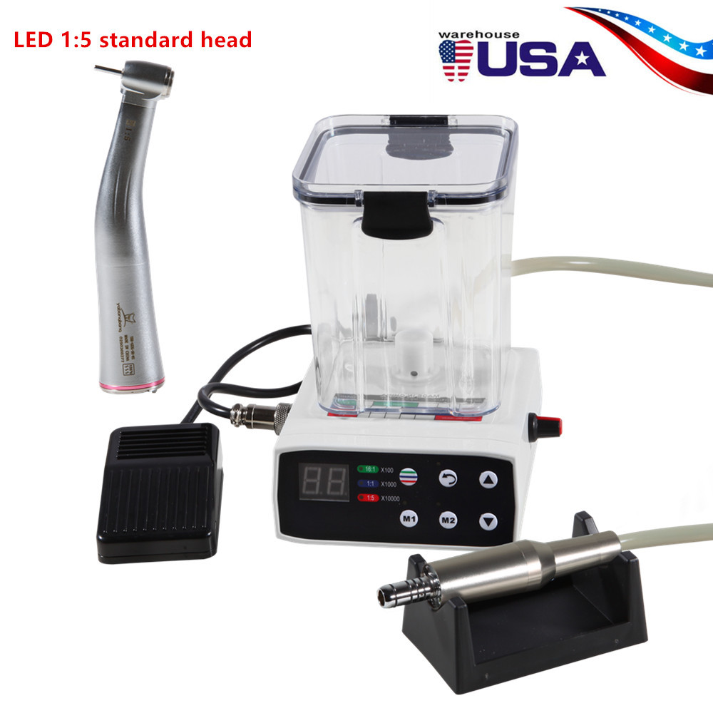 Dental Brushless LED Electric Micro Motor w/Water Tank for Lab Practice  + 1:5 standard/Mini head