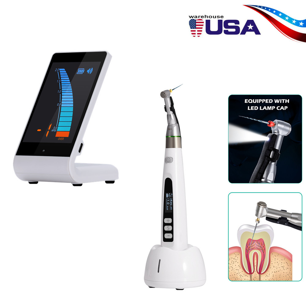 Dental Cordless LED Endo Motor 16:1 Contra Angle/Apex Locator Root Canal Finder/Files