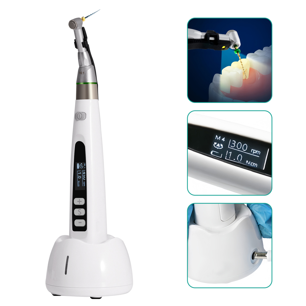 Dental Cordless LED Endo Motor 16:1 Contra Angle/Apex Locator Root Canal Finder/Files