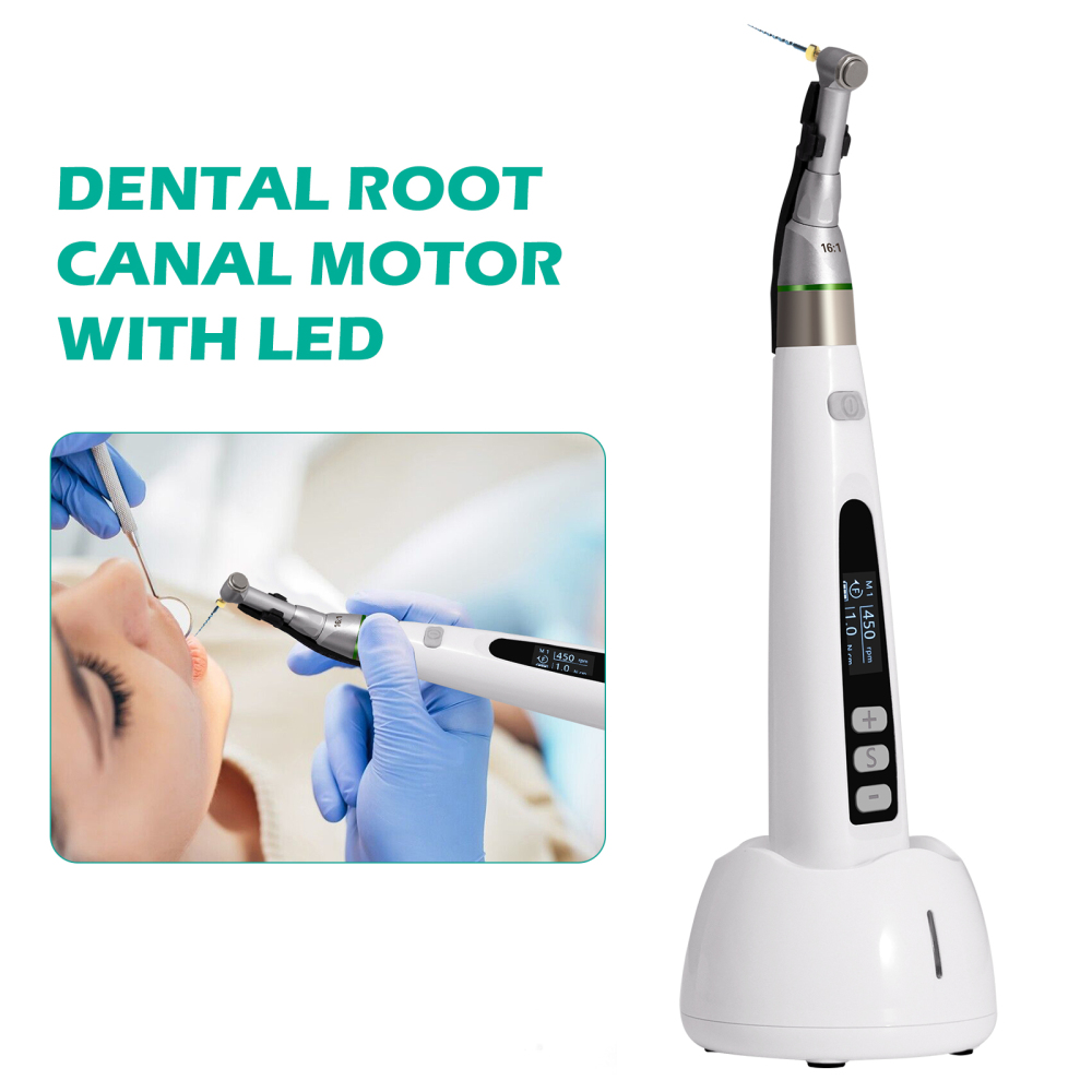 Dental Cordless LED Endo Motor 16:1 Contra Angle/Apex Locator Root Canal Finder/Files