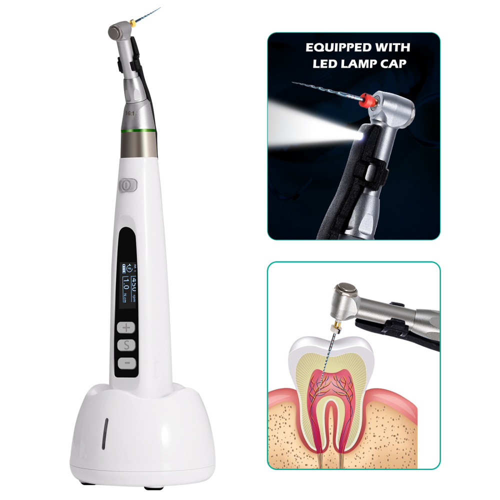 Dental Cordless LED Endo Motor 16:1 Contra Angle/Apex Locator Root Canal Finder/Files