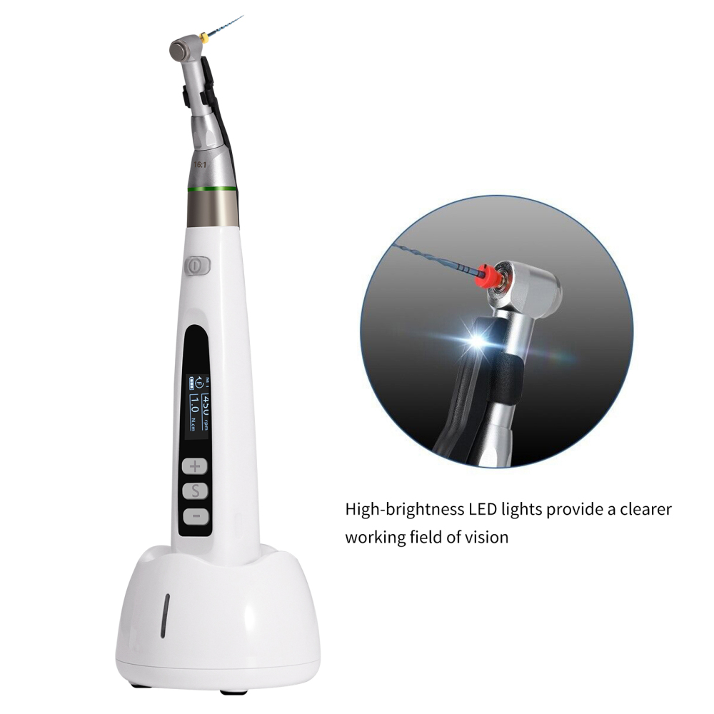Dental Cordless LED Endo Motor 16:1 Contra Angle/Apex Locator Root Canal Finder/Files
