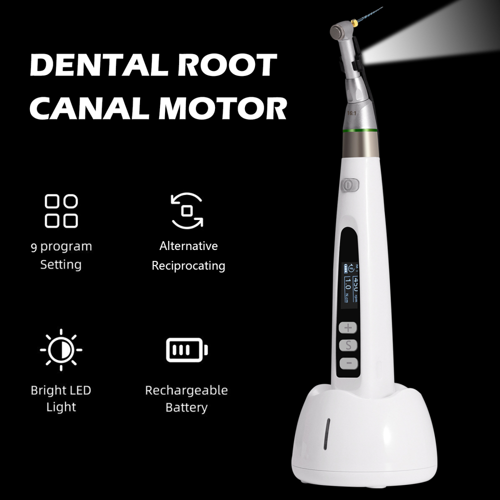 Dental Cordless LED Endo Motor 16:1 Contra Angle/Apex Locator Root Canal Finder/Files