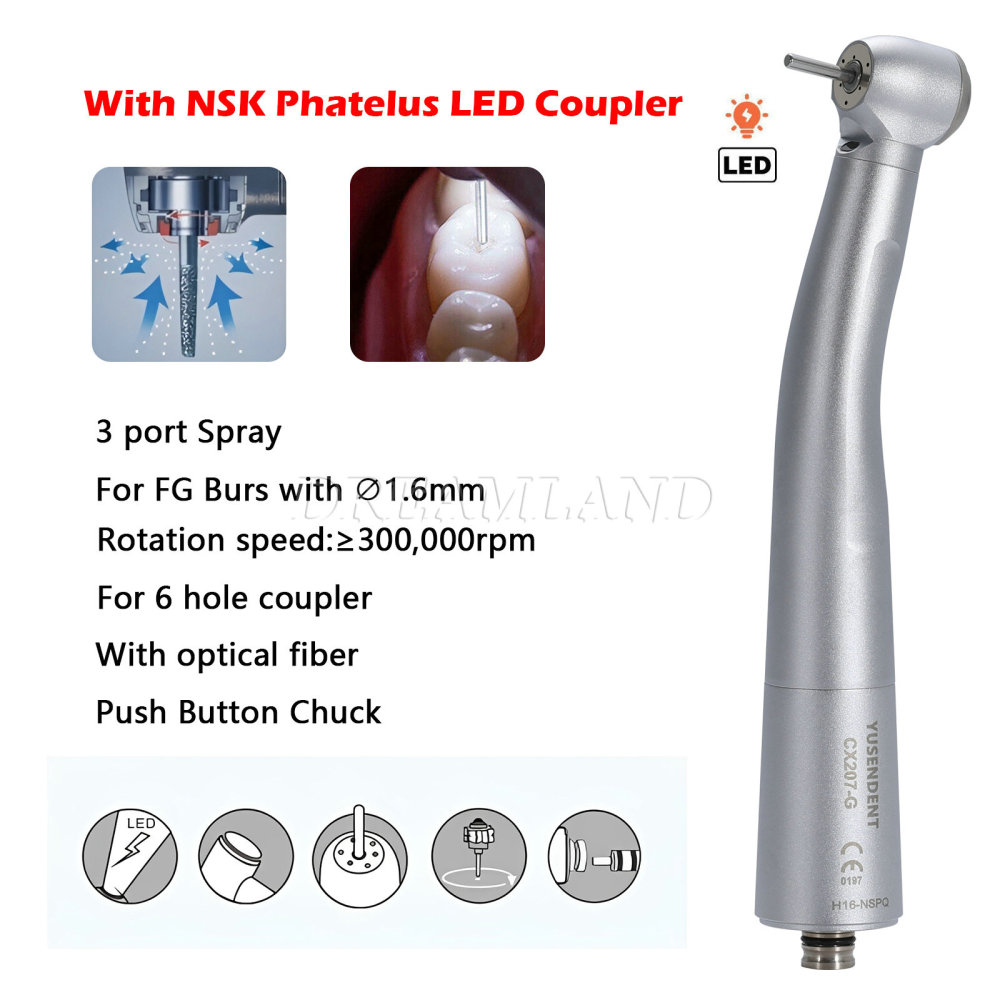 6pcs Yusendent fiber optic air turbine high speed handpiece fit NSK connection