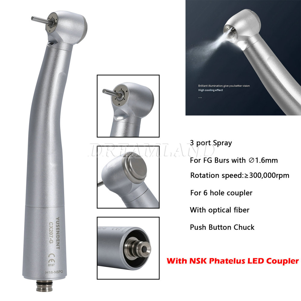 6pcs Yusendent fiber optic air turbine high speed handpiece fit NSK connection