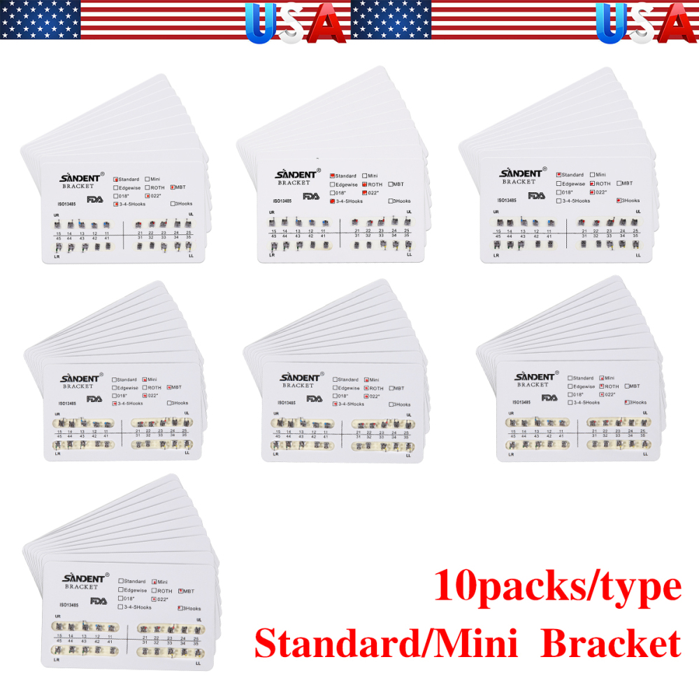 Dental Metal Orthodontic Bracket Braces Roth/MBT 022" Slot 3/345 hooks