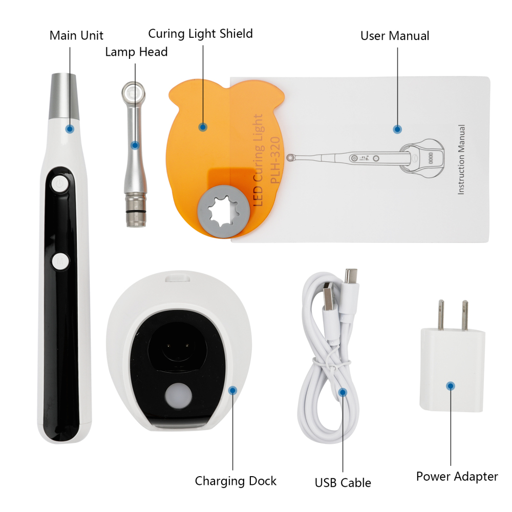 Dental Curing Light Lamp 1000–3000 mW/cm² 7 modes 1–60 seconds High Intensity