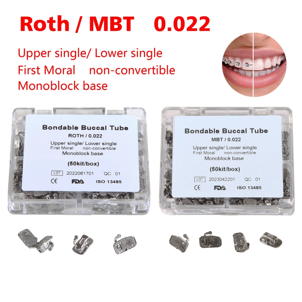 50sets/200pcs Dental Orthodontic ortho Buccal Tube single 1st Molar Monoblock ROTH/MBT