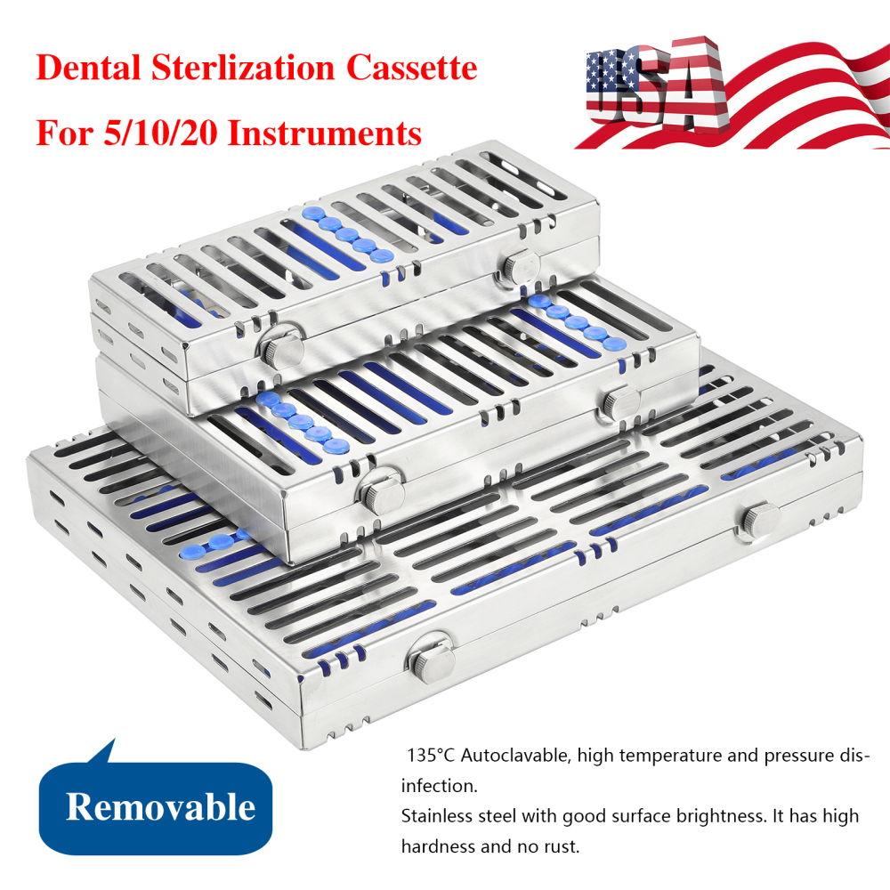 Dental Autoclave Sterilization Cassette Rack Tray Hold 5, 10,20 Surgical Instruments