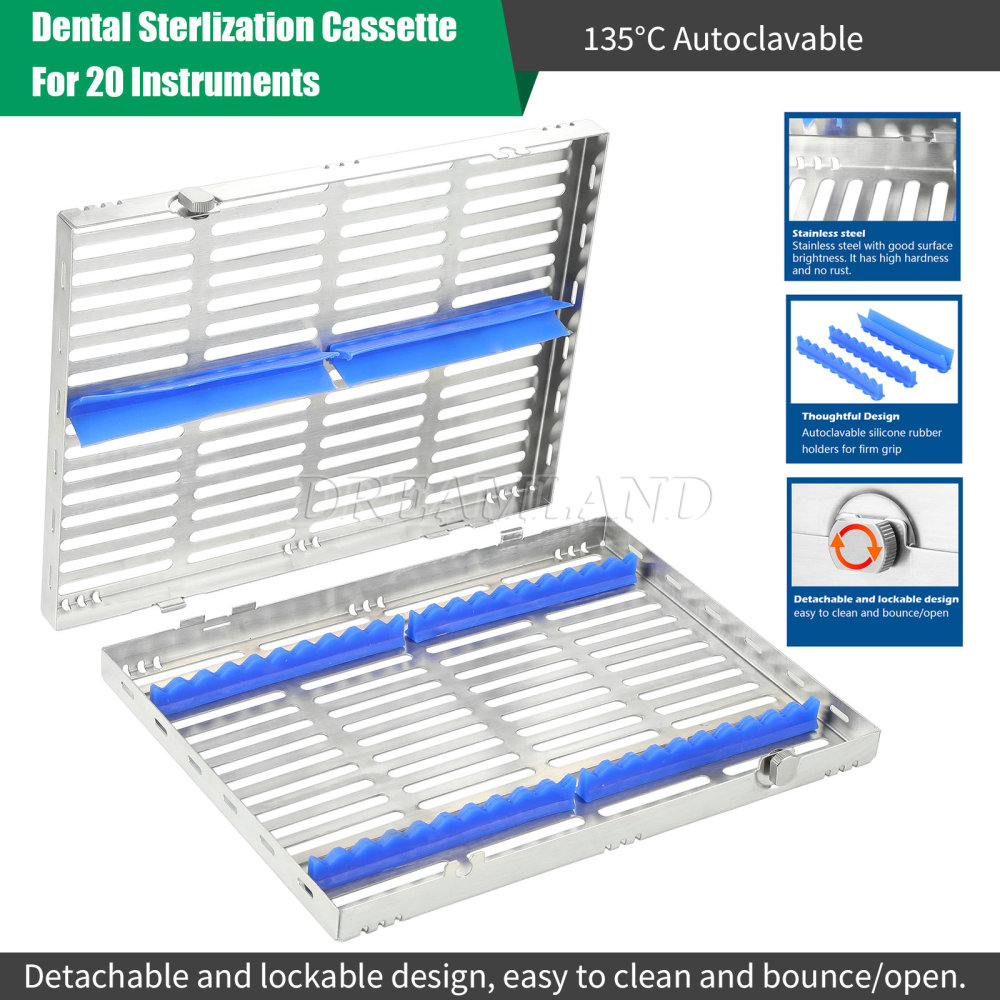 Dental Autoclave Sterilization Cassette Rack Tray Hold 5, 10,20 Surgical Instruments