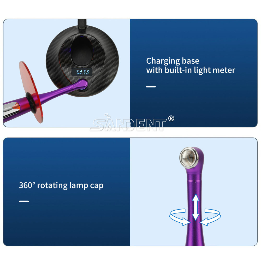 Dental Wireless LED Light Curing Lamp Wide Spectrum 3 Modes 2500MW/cm²