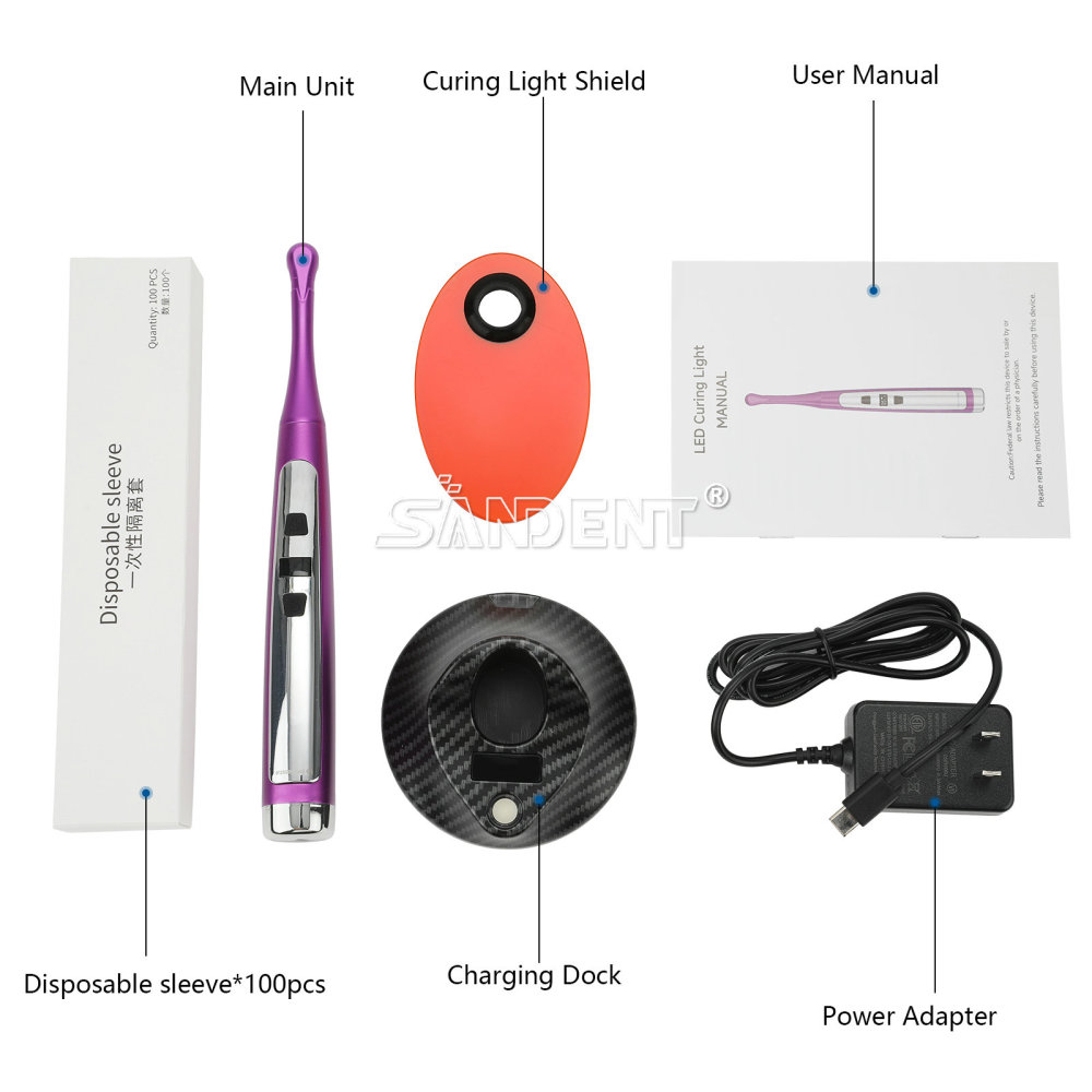 Dental Wireless LED Light Curing Lamp Wide Spectrum 3 Modes 2500MW/cm²