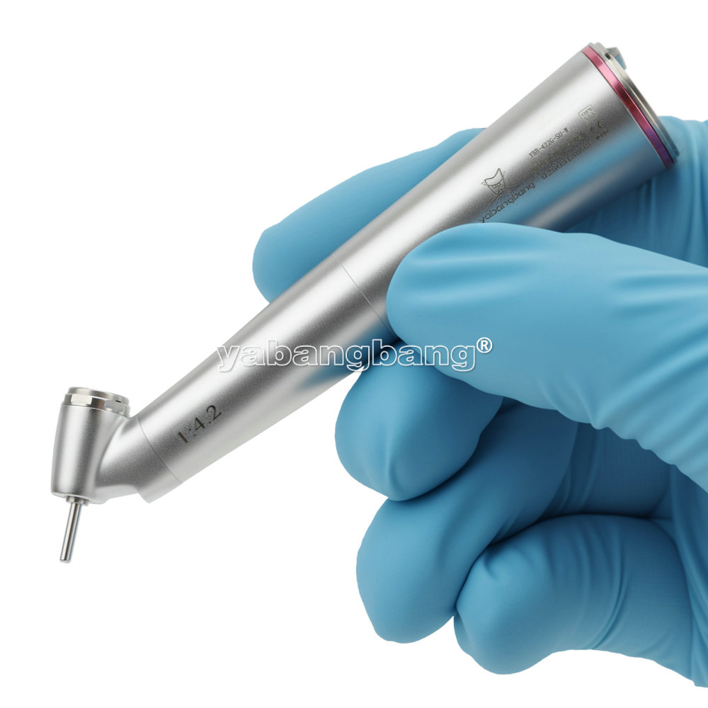 Dental 1:4.2 Increasing Handpiece 45 Degree Fiber Optic Electric Contra Angle ISO E-type