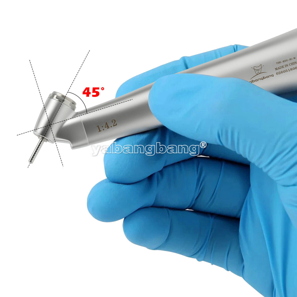 Dental 1:4.2 Increasing Handpiece 45 Degree Fiber Optic Electric Contra Angle ISO E-type