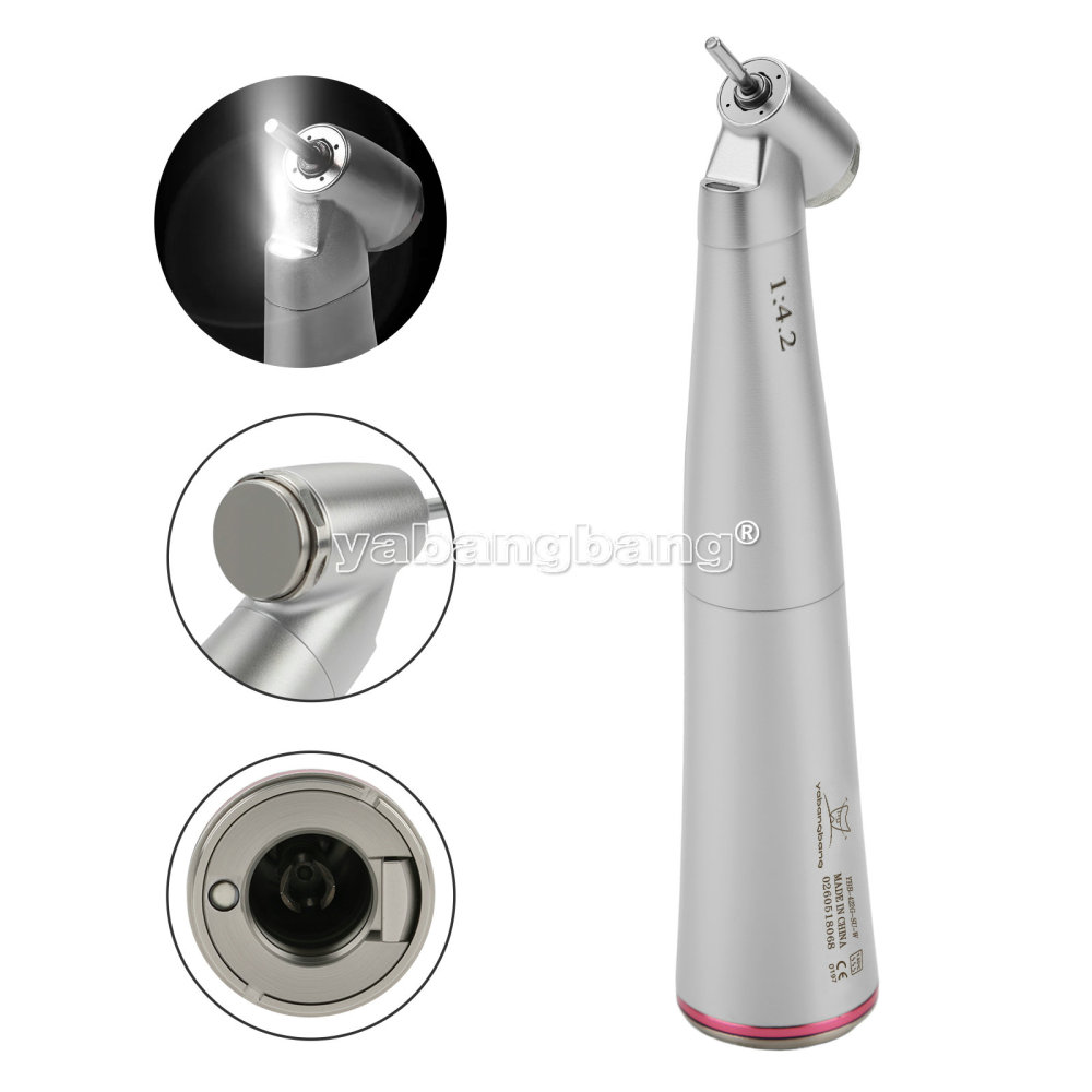 Dental 1:4.2 Increasing Handpiece 45 Degree Fiber Optic Electric Contra Angle ISO E-type