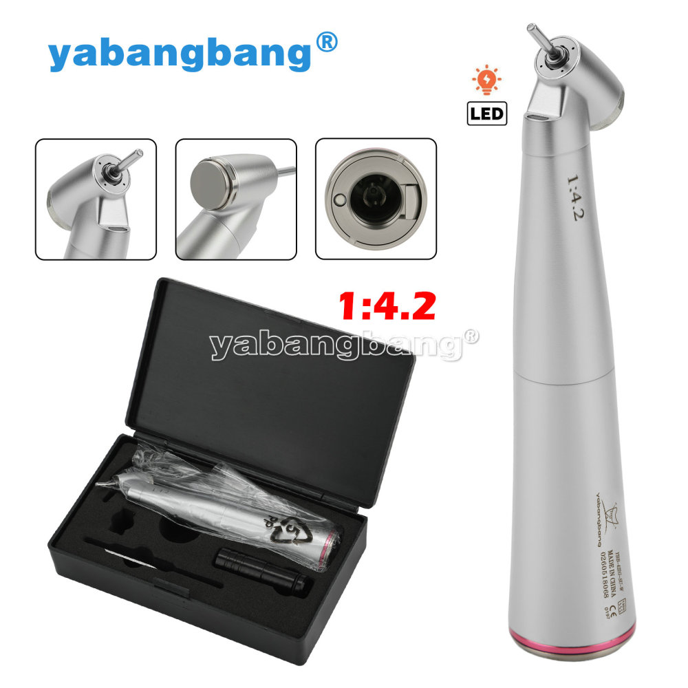 Dental 1:4.2 Increasing Handpiece 45 Degree Fiber Optic Electric Contra Angle ISO E-type