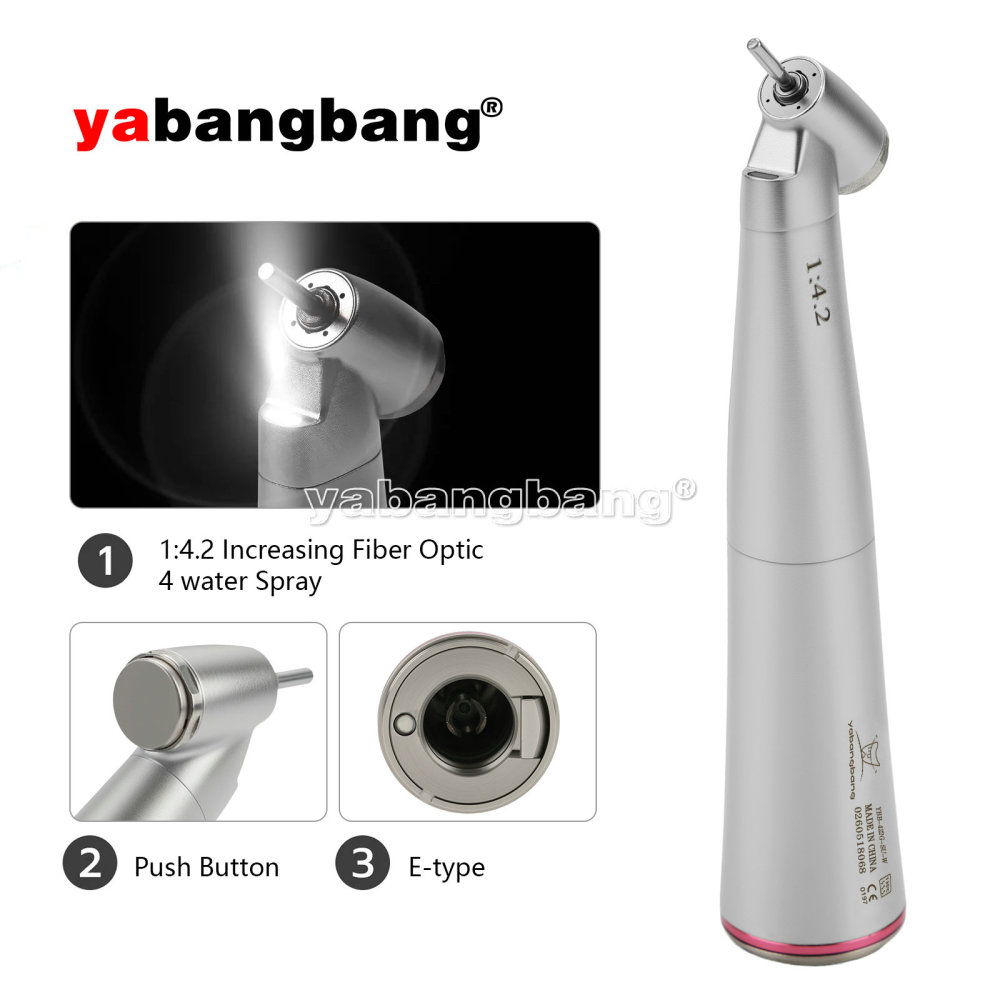 Dental 1:4.2 Increasing Handpiece 45 Degree Fiber Optic Electric Contra Angle ISO E-type