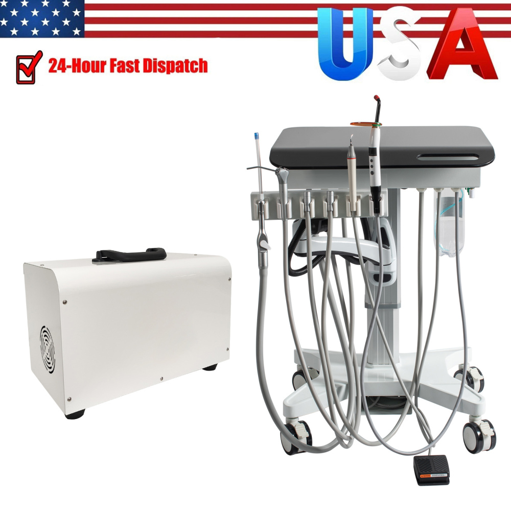 Dental Mobile Delivery Cart Adjustable Treatment Unit System 2/4 Hole / air compressor