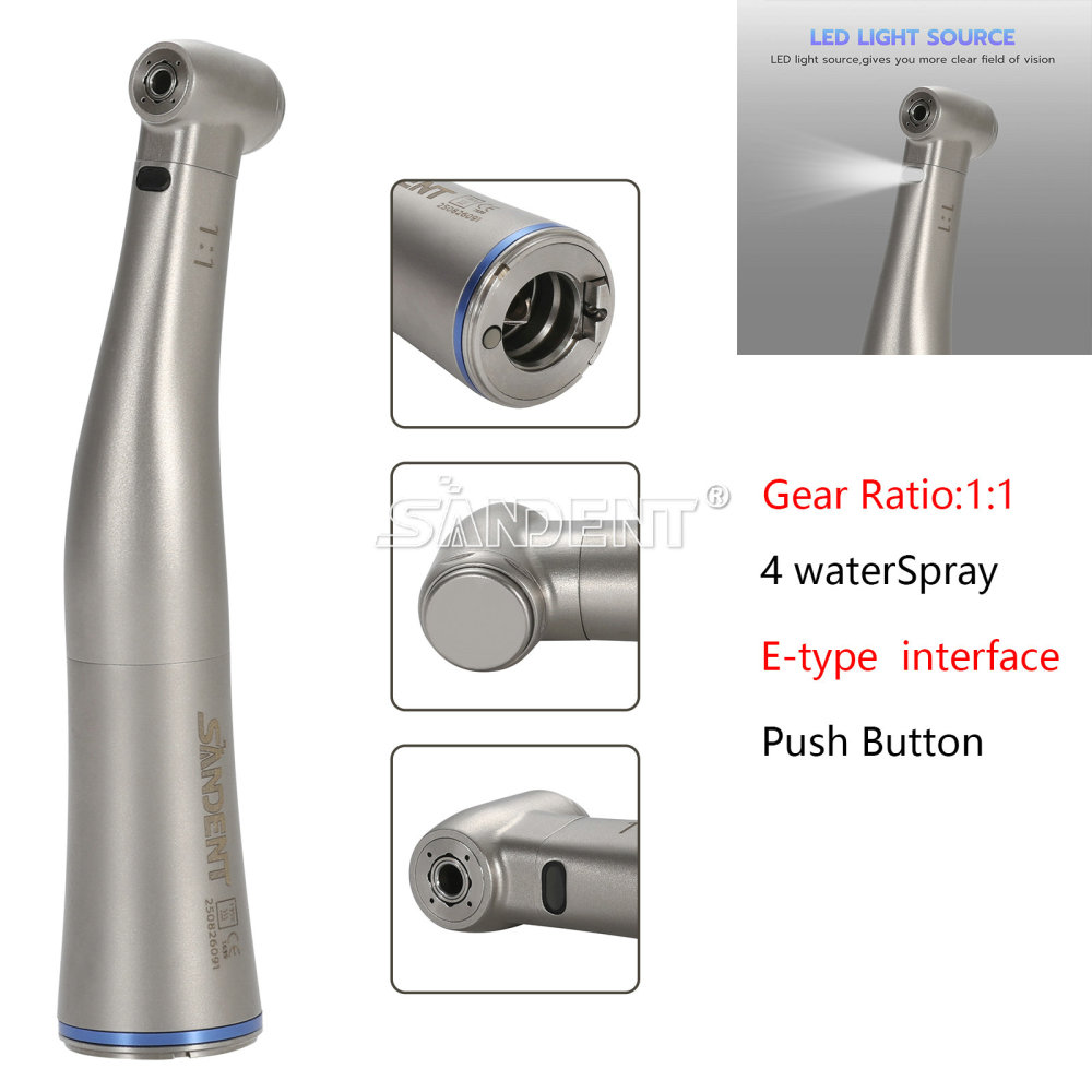 NSK Style Dental Contra Angle 1:1 LED Fiber Optic Handpiece SANDENT DTA