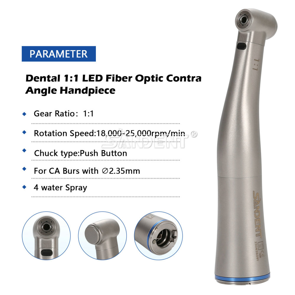 NSK Style Dental Contra Angle 1:1 LED Fiber Optic Handpiece SANDENT DTA