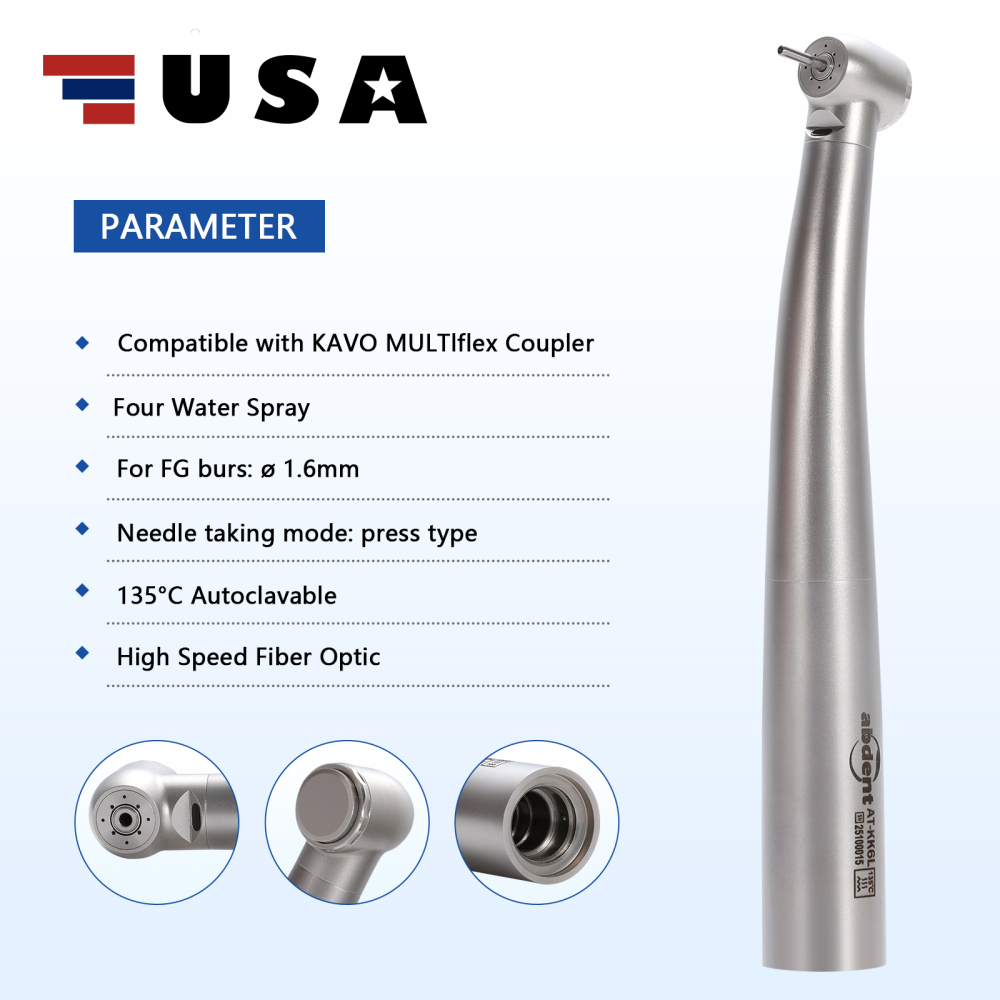 Abdent Dental LED Fiber Optic Handpiece 4 Water Spray Fit NSK Coupler