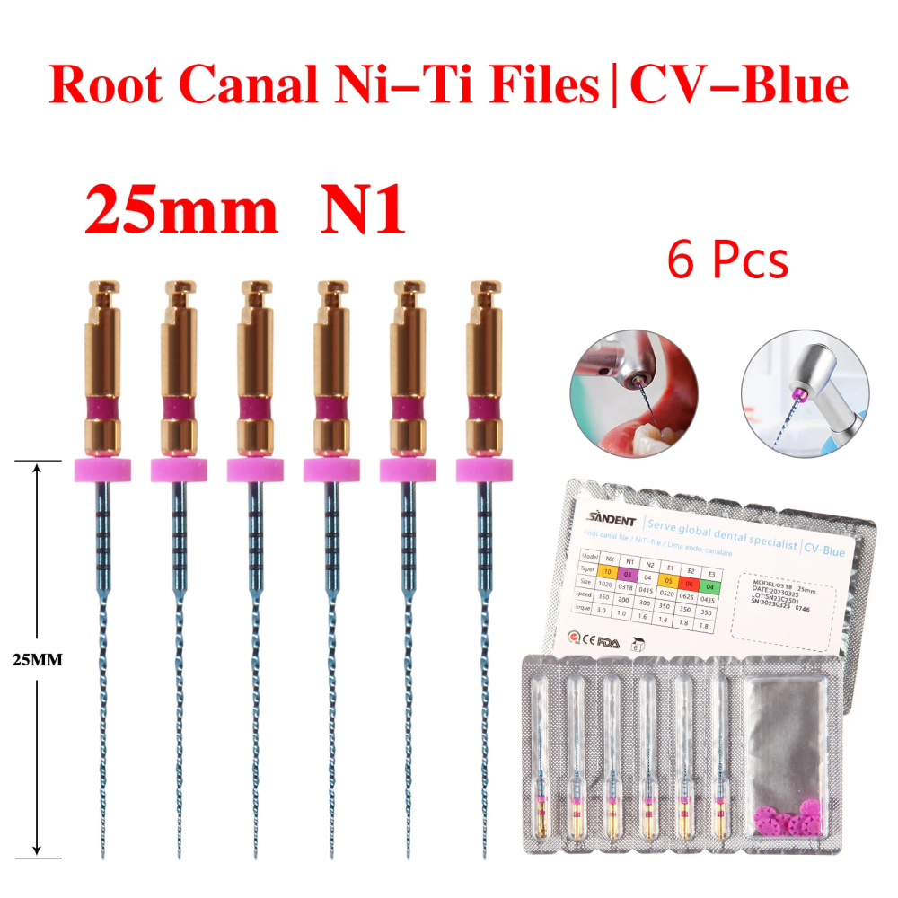 Dental Heat Activated NiTi Files Rotary Engine File Endo Motor Root Treatment 25mm N2 type