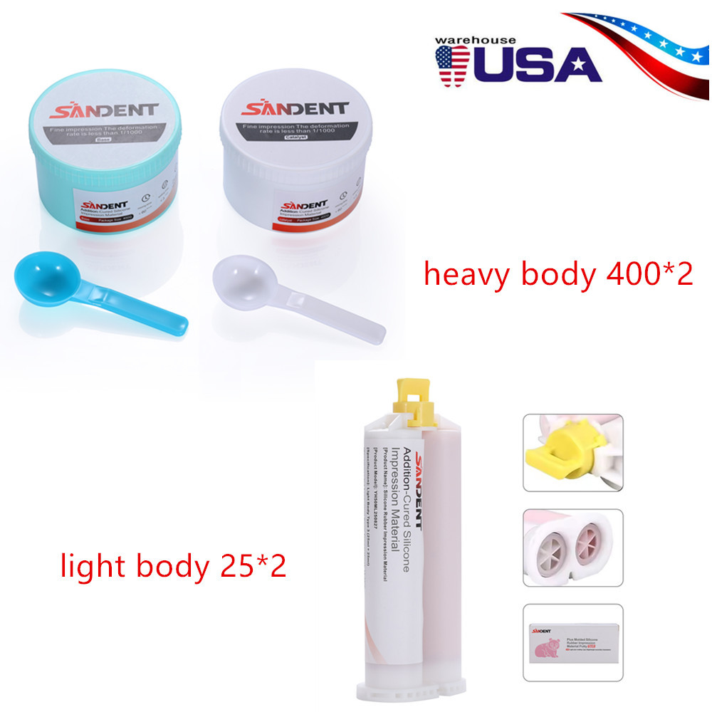 Dental Impression Material Regular Set VPS Light Body 25ml Base & Catalyst w/ Mixing Tips