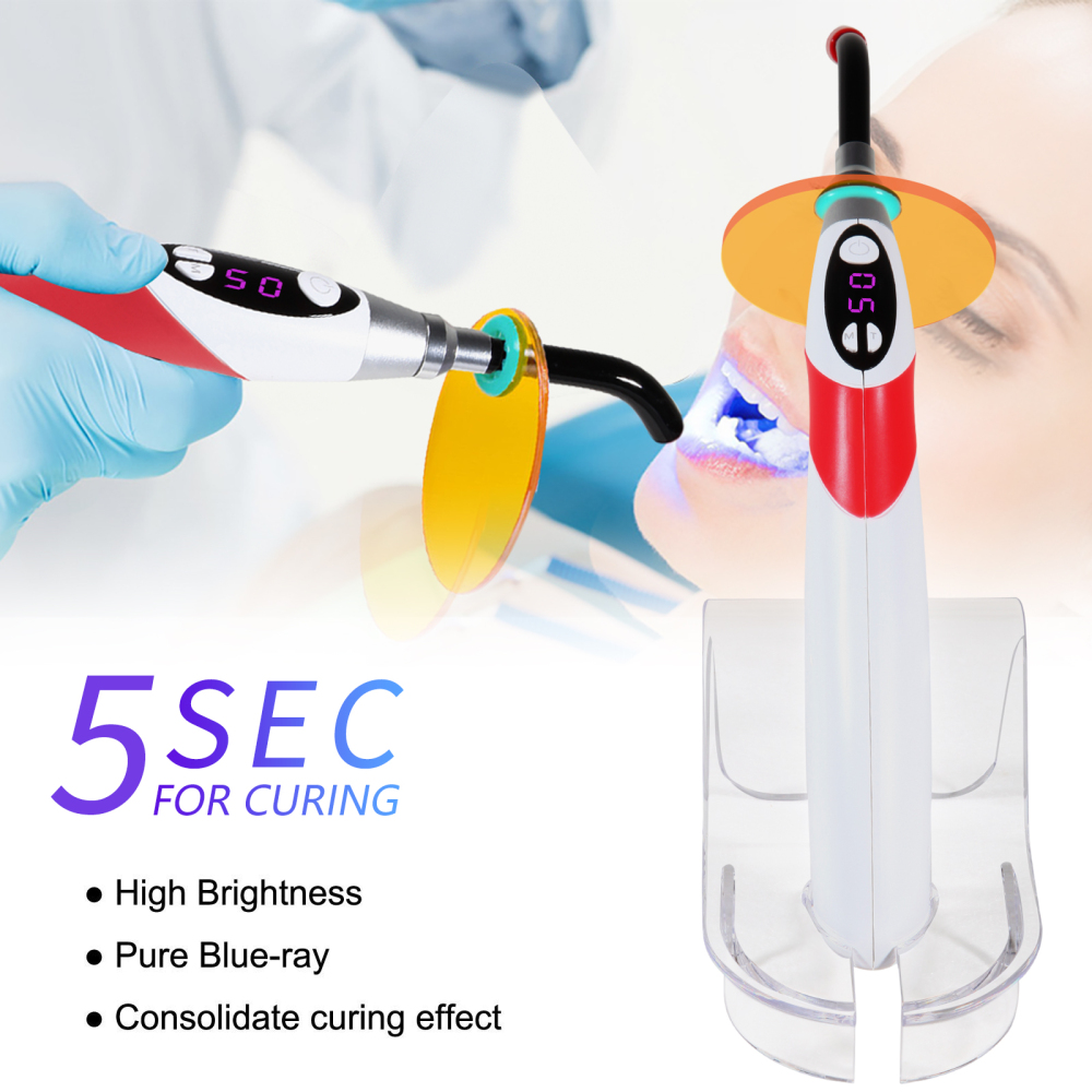 Dental Wireless Cordless 5 second LED Cure Curing Light Lamp 1800mw 3 Colors
