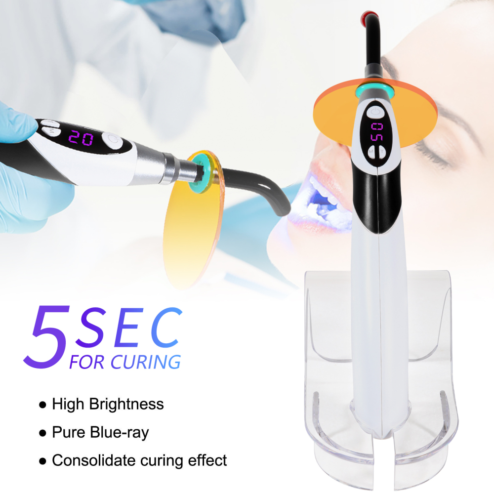 Dental Wireless Cordless 5 second LED Cure Curing Light Lamp 1800mw 3 Colors