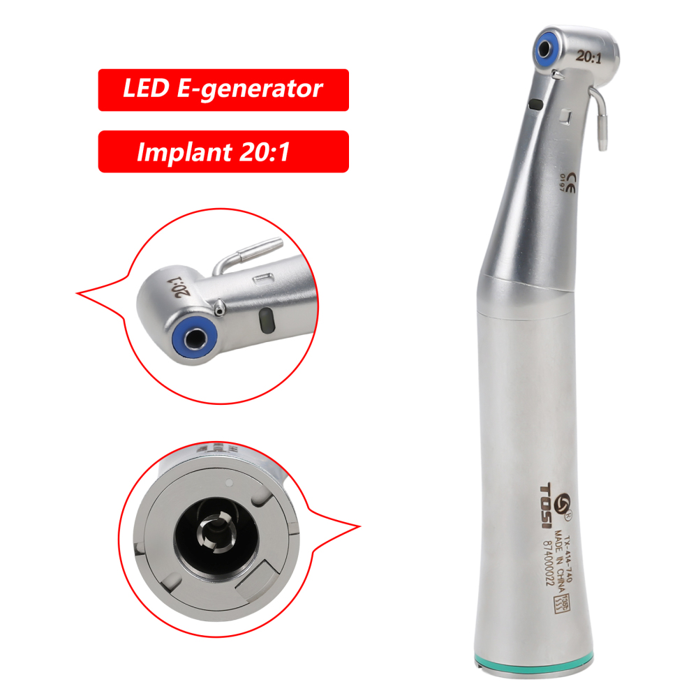 Dental LED E Generator 20:1 Implant Contra Angle Handpiece Detachable Head