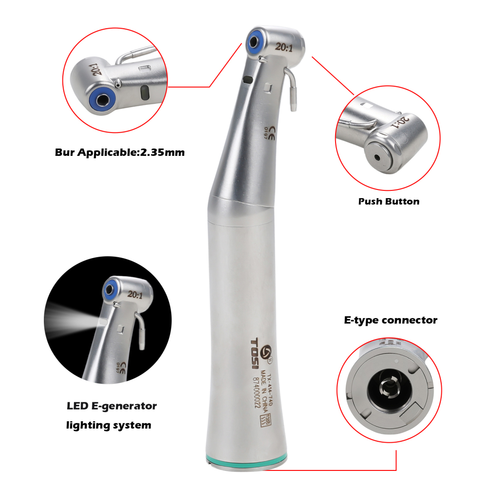 Dental LED E Generator 20:1 Implant Contra Angle Handpiece Detachable Head