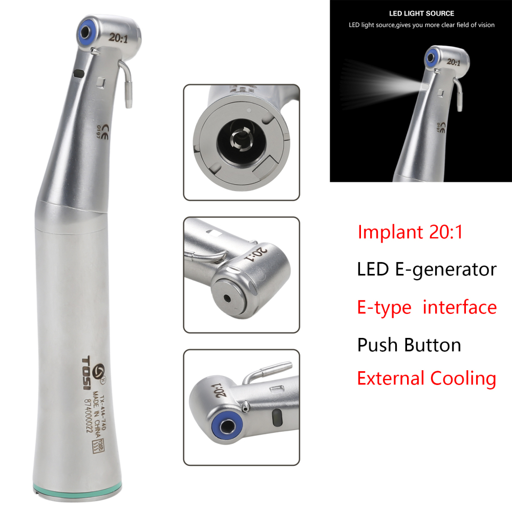 Dental LED E Generator 20:1 Implant Contra Angle Handpiece Detachable Head