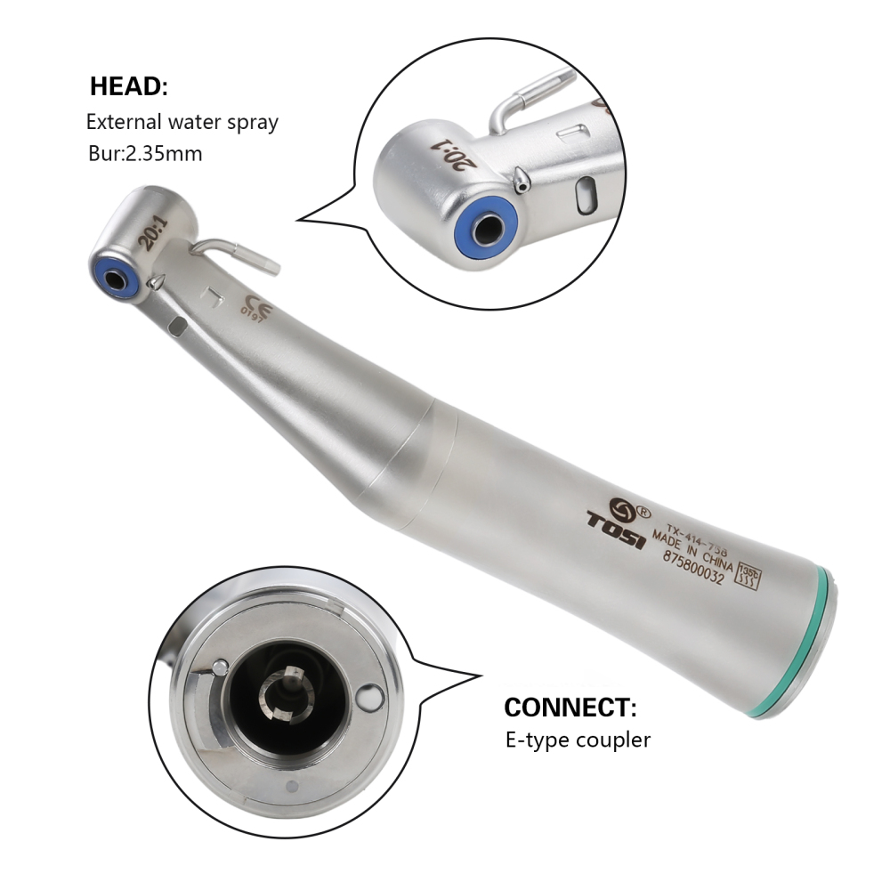 Dentale LED Fiber Optic 20:1 Implant Contra Angle Handpiece Detachable Head TOSI