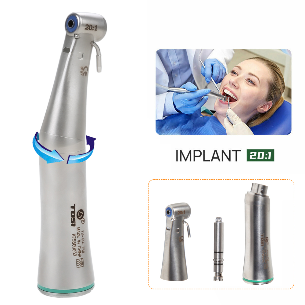 Dentale LED Fiber Optic 20:1 Implant Contra Angle Handpiece Detachable Head TOSI