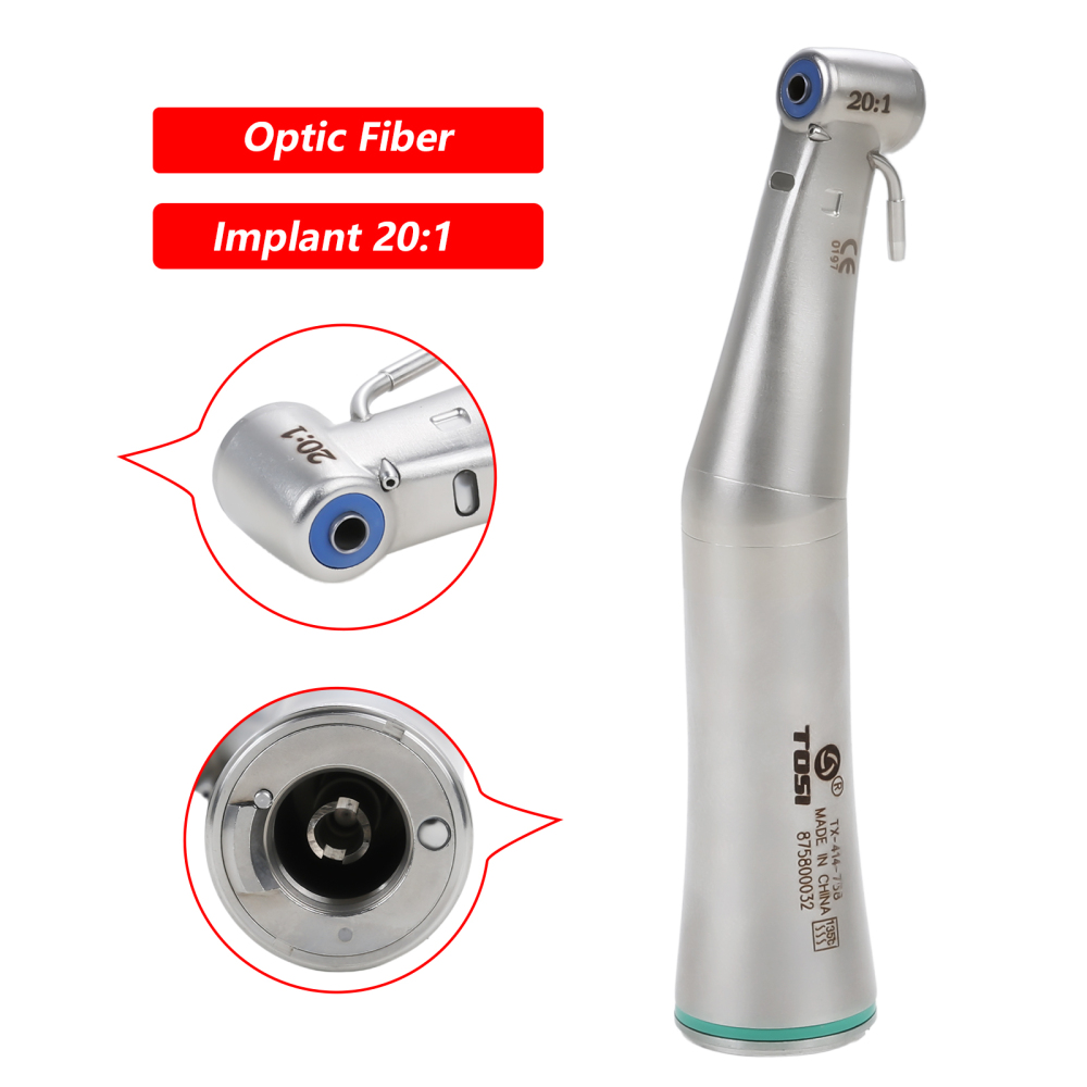 Dentale LED Fiber Optic 20:1 Implant Contra Angle Handpiece Detachable Head TOSI
