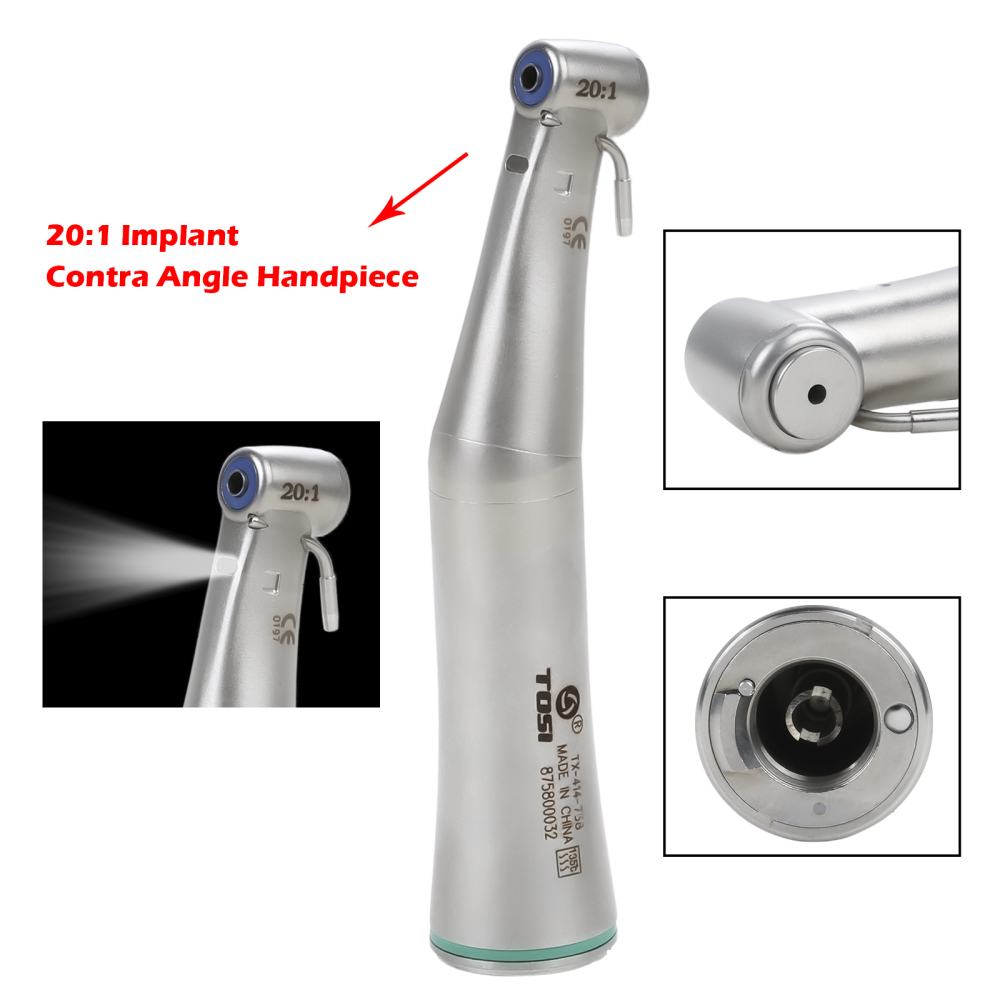 Dentale LED Fiber Optic 20:1 Implant Contra Angle Handpiece Detachable Head TOSI