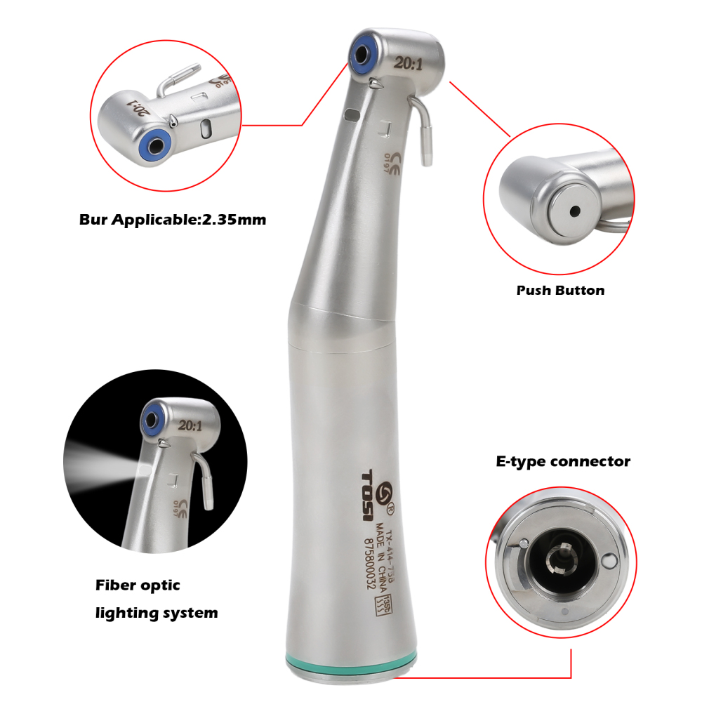 Dentale LED Fiber Optic 20:1 Implant Contra Angle Handpiece Detachable Head TOSI