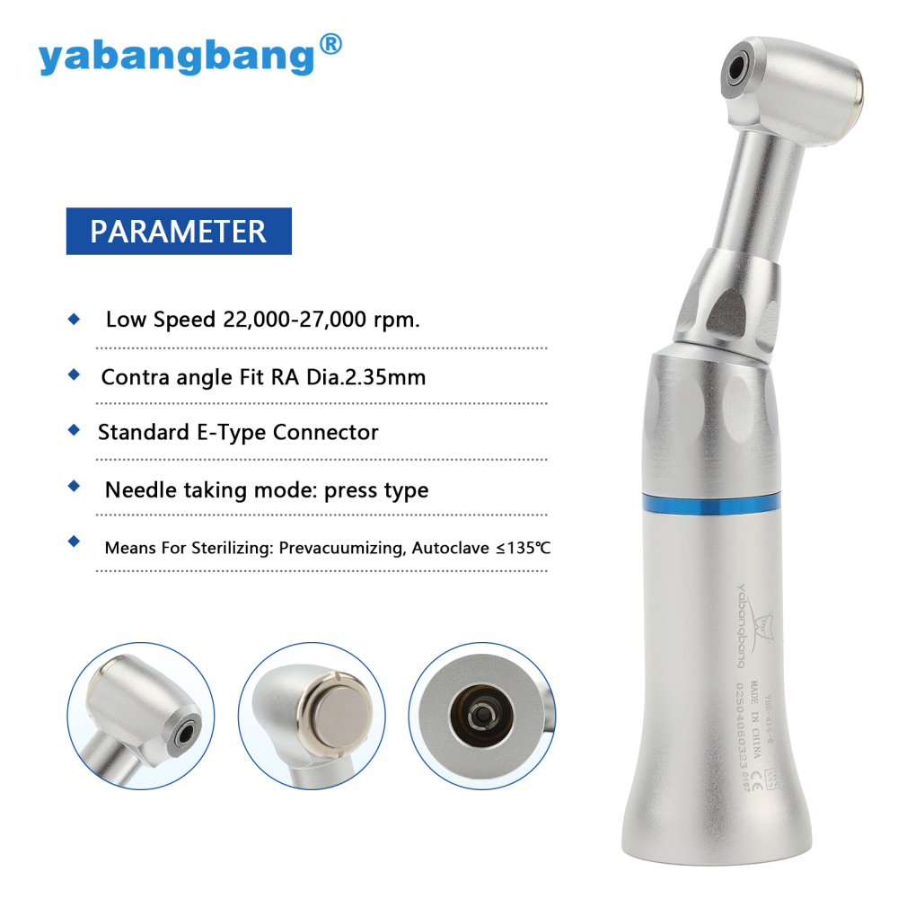 Dental Push Button Contra Angle Slow Low Speed Handpiece fit RA BURS 2.35MM YB