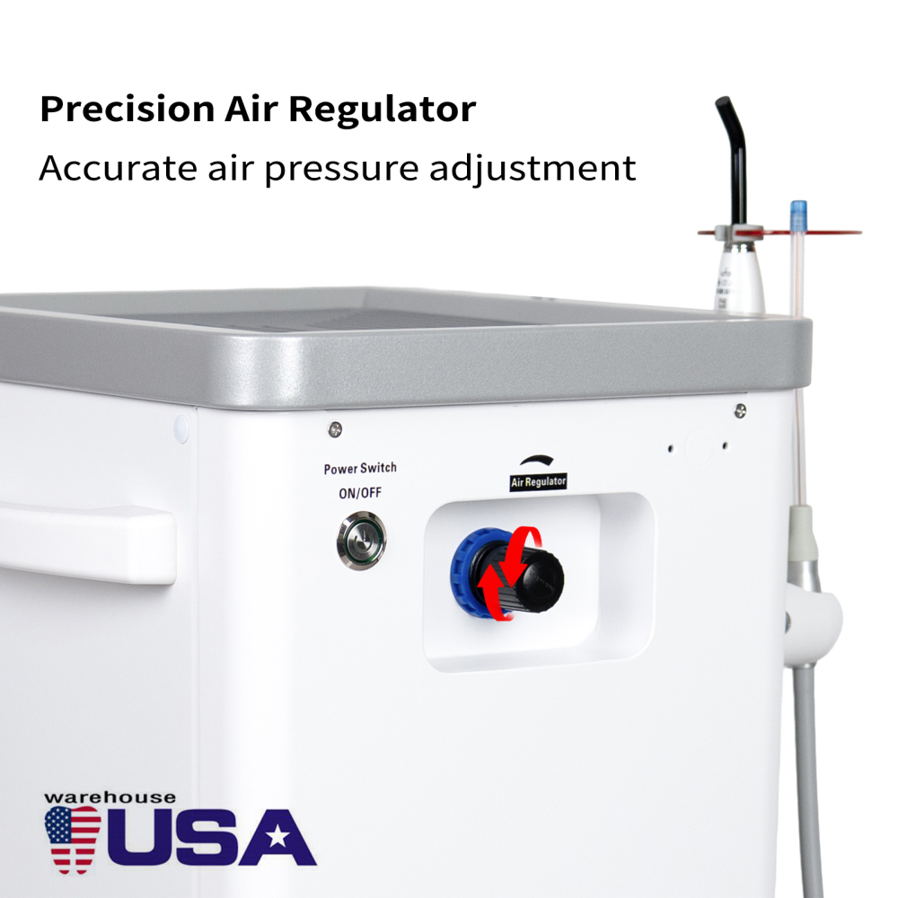 Dental Cart Delivery Unit w/ Air Compressor + LED Curing Light + Scaler handpiece