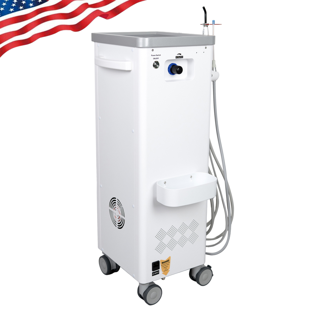 Dental Cart Delivery Unit w/ Air Compressor + LED Curing Light + Scaler handpiece