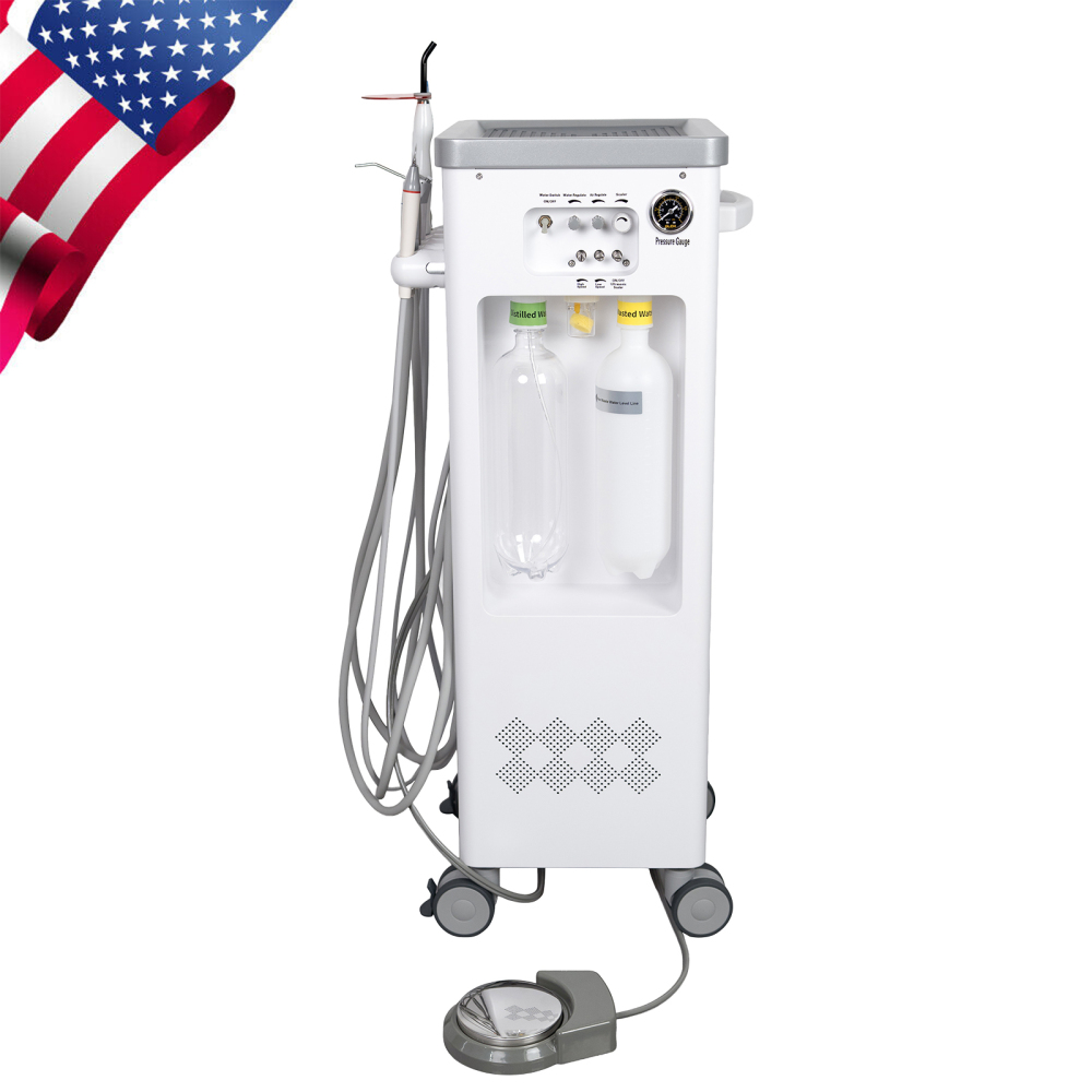 Dental Cart Delivery Unit w/ Air Compressor + LED Curing Light + Scaler handpiece