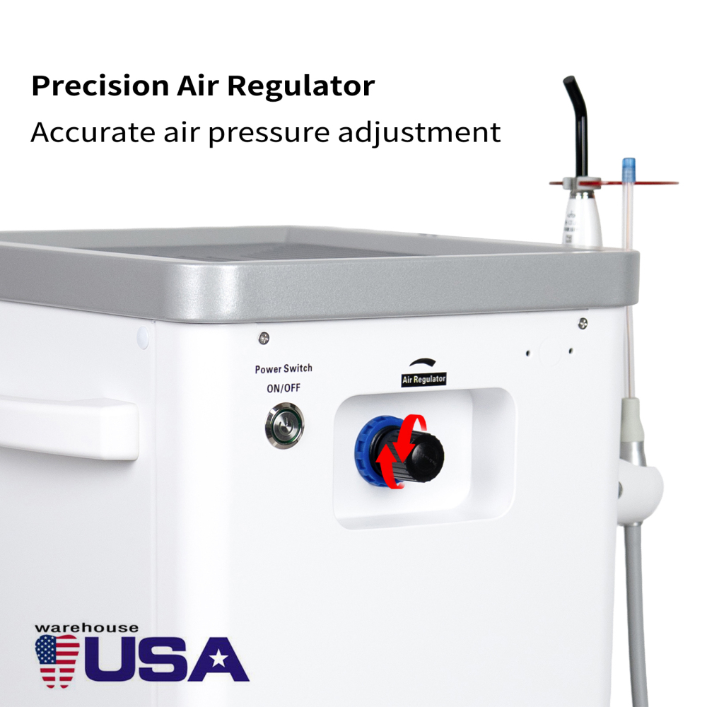 Dental Cart Delivery Unit w/ Air Compressor + Electric Motor + LED Curing Light + Scaler handpiece