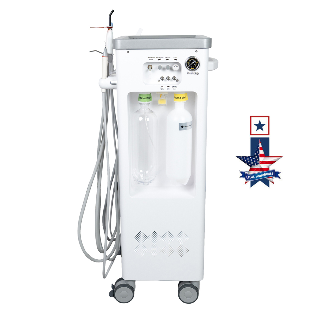 Dental Cart Delivery Unit w/ Air Compressor + Electric Motor + LED Curing Light + Scaler handpiece