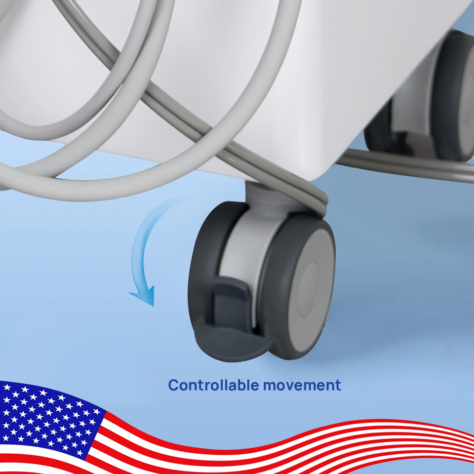 Dental Cart Delivery Unit w/ Air Compressor + Electric Motor + LED Curing Light + Scaler handpiece