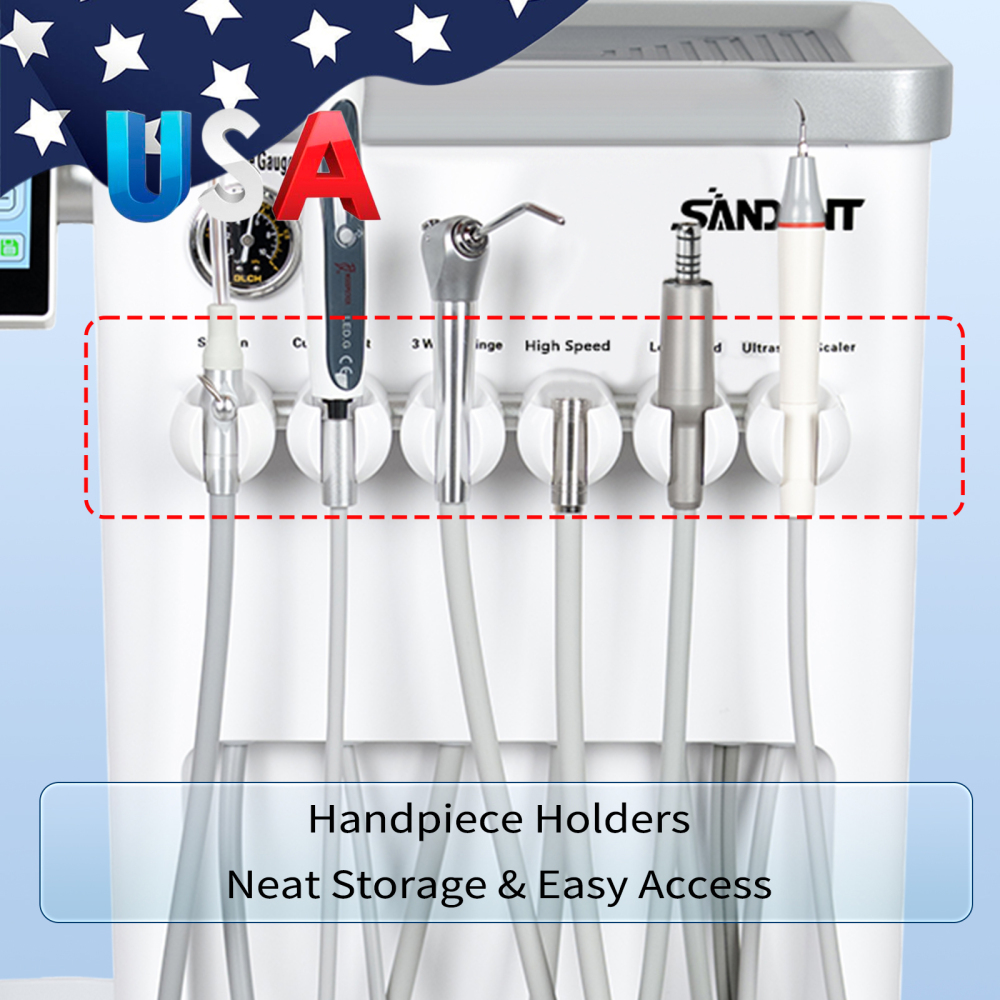 Dental Cart Delivery Unit w/ Air Compressor + Electric Motor + LED Curing Light + Scaler handpiece